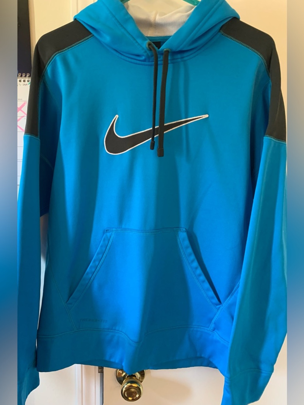 NWOT Nike Turquoise Blue Therma-Fit Hoodie with White Liner